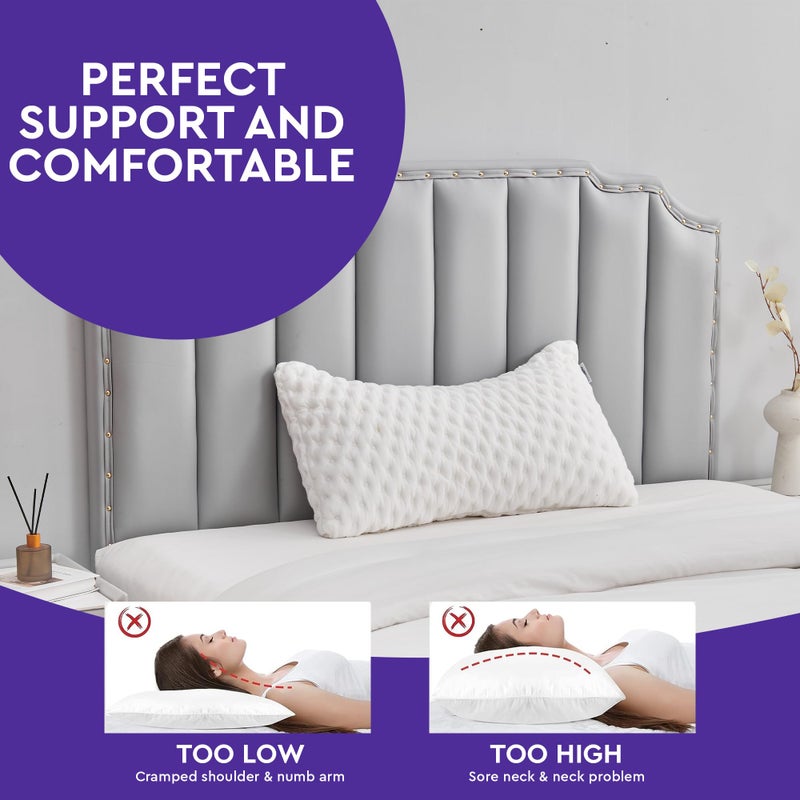 Slumberfy Side Sleeper Pillow Queen Size -Neck and Shoulder Pain Relief â€“ Adjustable Shredded Memory Foam - Cervical Shoulder Pillow for Back Sleepers - Ergonomic Orthopedic 19x29 inches - Image 3