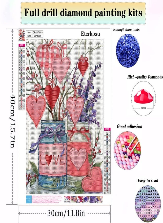 Eterkosu Valentine's Day Diamond Art Painting Kits for Adults - Full Drill Diamond Dots Paintings for Beginners Round 5D Love Paint with Diamonds Pictures Gem Art Painting Kits DIY Adult Crafts Kits - Image 1