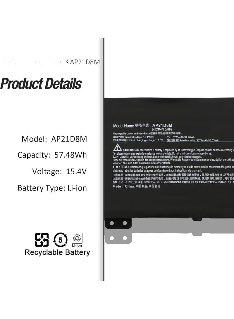Terabyte بطارية AP21D8M متوافقة مع Acer Nitro V 15 ANV15-51، Nitro 16 AN16-51 بسعة 57.48Wh و 15.4V - Image 3