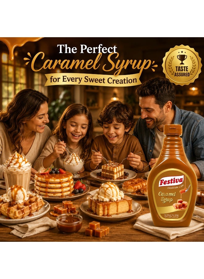 Festiva Caramel Syrup 624g - Dessert Topping Sauce for Ice Cream, Pancakes, Waffles and Milkshakes - Smooth Caramel Drizzle Syrup - Image 5