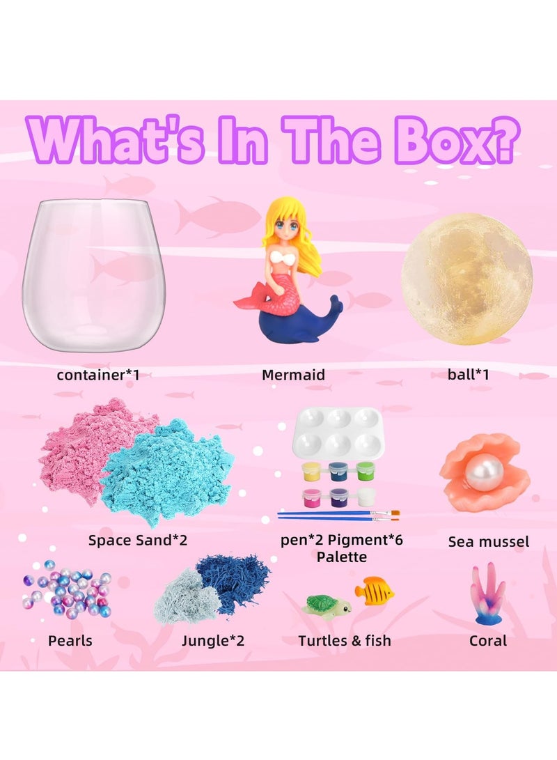 RAKAY Mermaid Terrarium Crafts Kit，Mermaid Gifts for Girls, DIY Toys Kit for Kids Girls Aged 4 5 6 7 8-12 Year Old,Arts and Craft, DIY Moon Lamp LED Night Light  Birthday Gift for Girls - Image 4