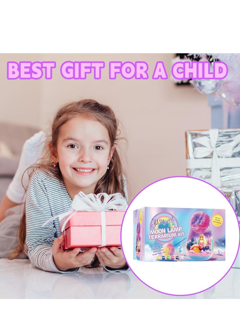 RAKAY Mermaid Terrarium Crafts Kit，Mermaid Gifts for Girls, DIY Toys Kit for Kids Girls Aged 4 5 6 7 8-12 Year Old,Arts and Craft, DIY Moon Lamp LED Night Light  Birthday Gift for Girls - Image 5