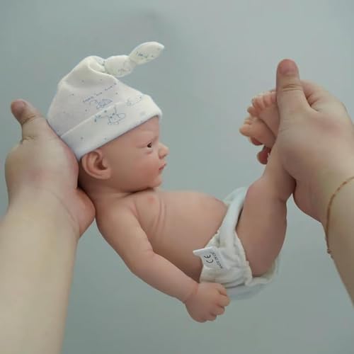 Mire & Mire Reborn Baby Dolls 12"" Boy Micro Preemie Full Body Silicone Baby Doll Realistic Open Eyes Baby Doll (Blue), Pink - Image 1