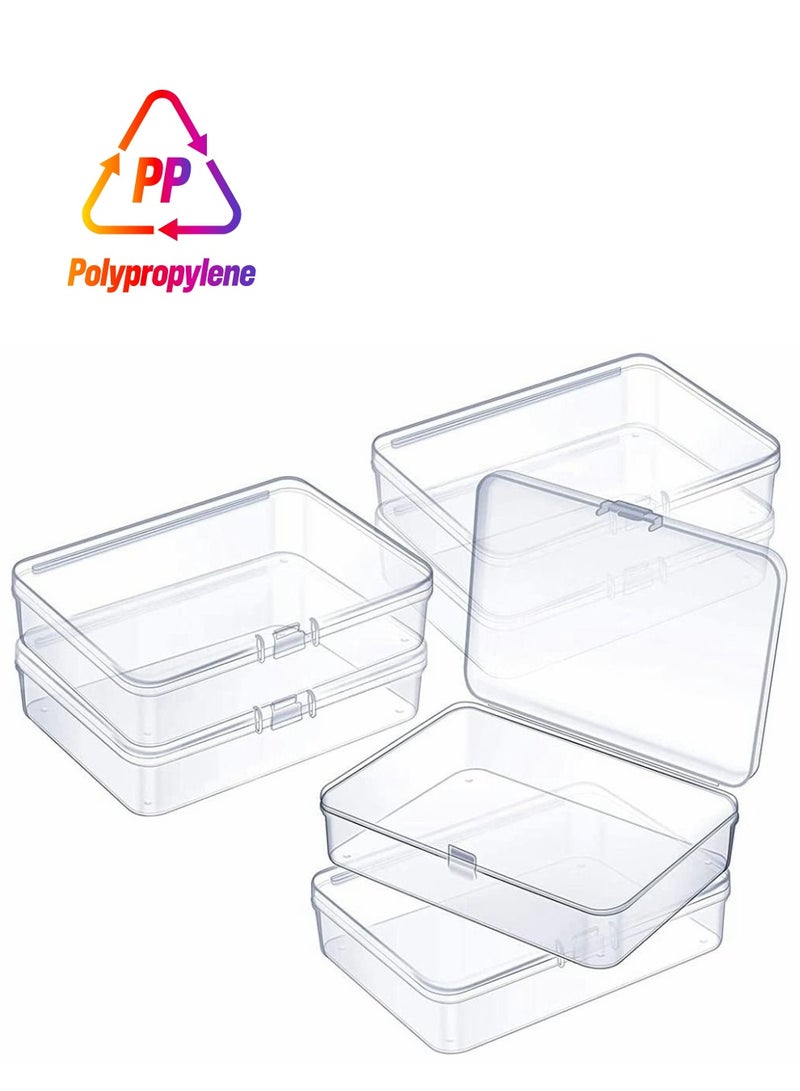 Mini Plastic Storage Containers Box for Collecting Small Items, Clear, 4.45x3.3x1.18in, 6 Pieces - Image 1