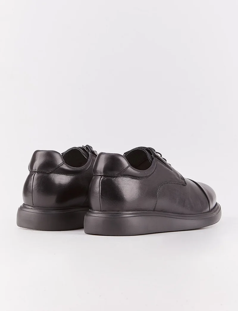 Cabani Genuine Leather Black Lace-Up Men's Casual Shoes