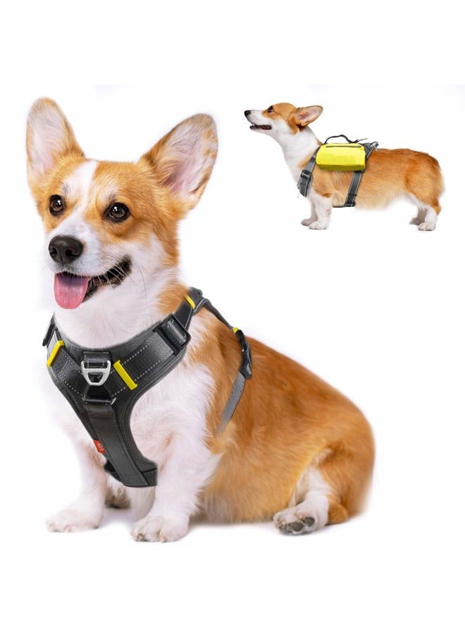fida Dog Harness, Multi-Functional No-Pull Pet Vest Harness with Saddle Bags Backpack, Front Leash Clip, Adjustable Soft Padded Reflective No-Choke Dog Vest Heavy Duty for Medium & Small Dog, M, Black - Image 1