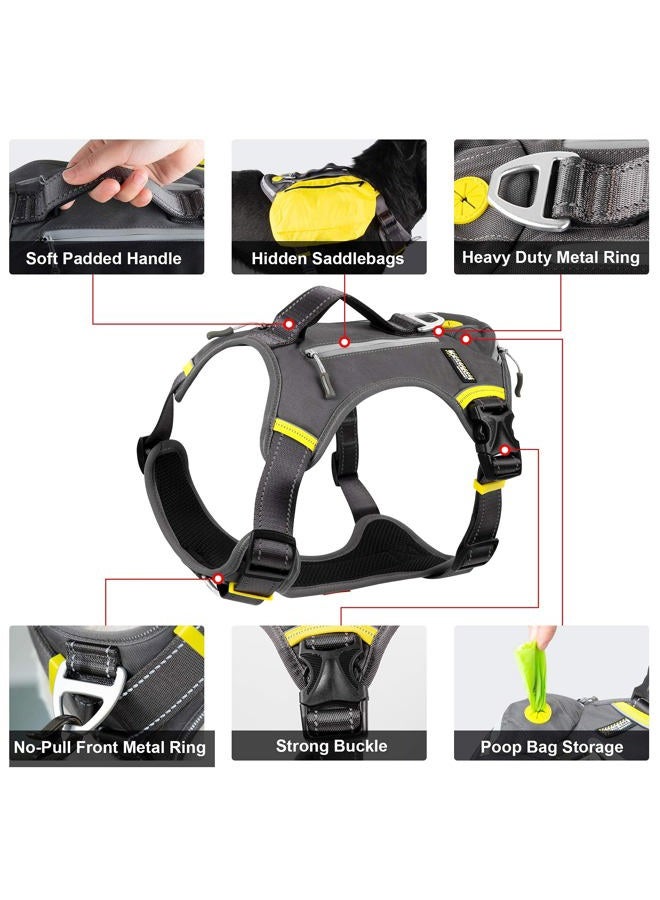 fida Dog Harness, Multi-Functional No-Pull Pet Vest Harness with Saddle Bags Backpack, Front Leash Clip, Adjustable Soft Padded Reflective No-Choke Dog Vest Heavy Duty for Medium & Small Dog, M, Black - Image 5