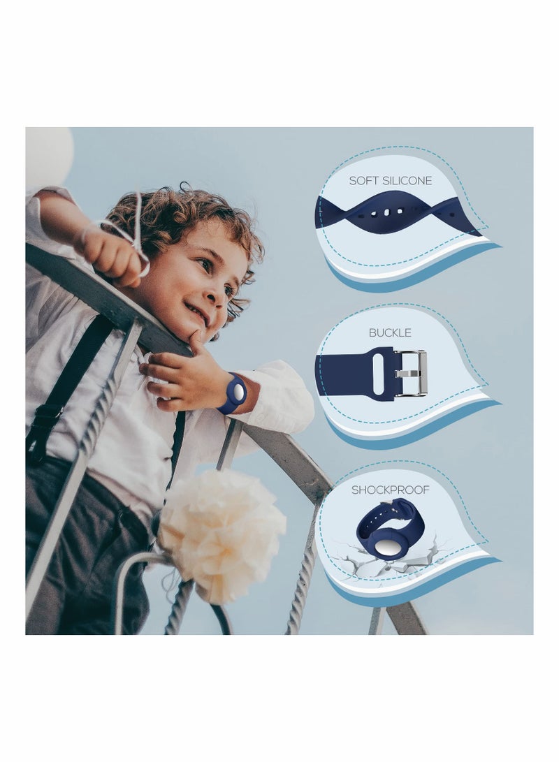 Airtag Wristbands for Kids Soft Silicone Airtag Bracelet Lightweight Waterproof Band Compatible with Apple Airtag Watch Band for Children and Toddler 2 Pcs - Image 2