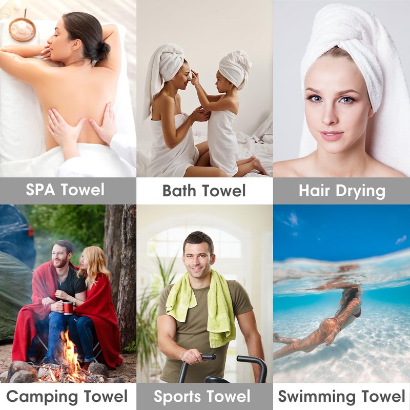 JML Luxury Hotel & SPA Bath Towels (2 Pack, 30"x60") - 350GSM High Density Fleece Towel Sets - Super Soft and Absorbent, Lint Free, Fade Resistant Oversized Bath Towel, Coral Fleece Blue - Image 5