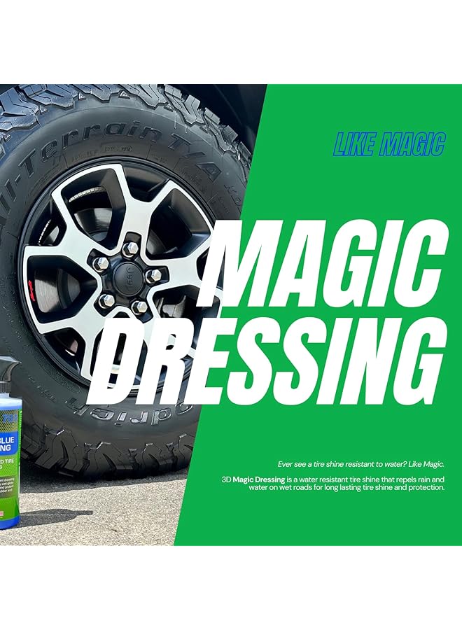 ثري دي ماجيك بلو - ملمع إطارات مقاوم للماء - يصد المطر والماء على الطرق المبللة للحصول على لمعان وحماية طويل الأمد للإطارات 16 أونصة - Image 2