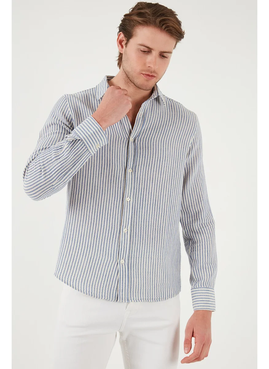 Buratti Striped Regular Fit Cotton Long Sleeve Shirt Men's Shirt CF25S129721