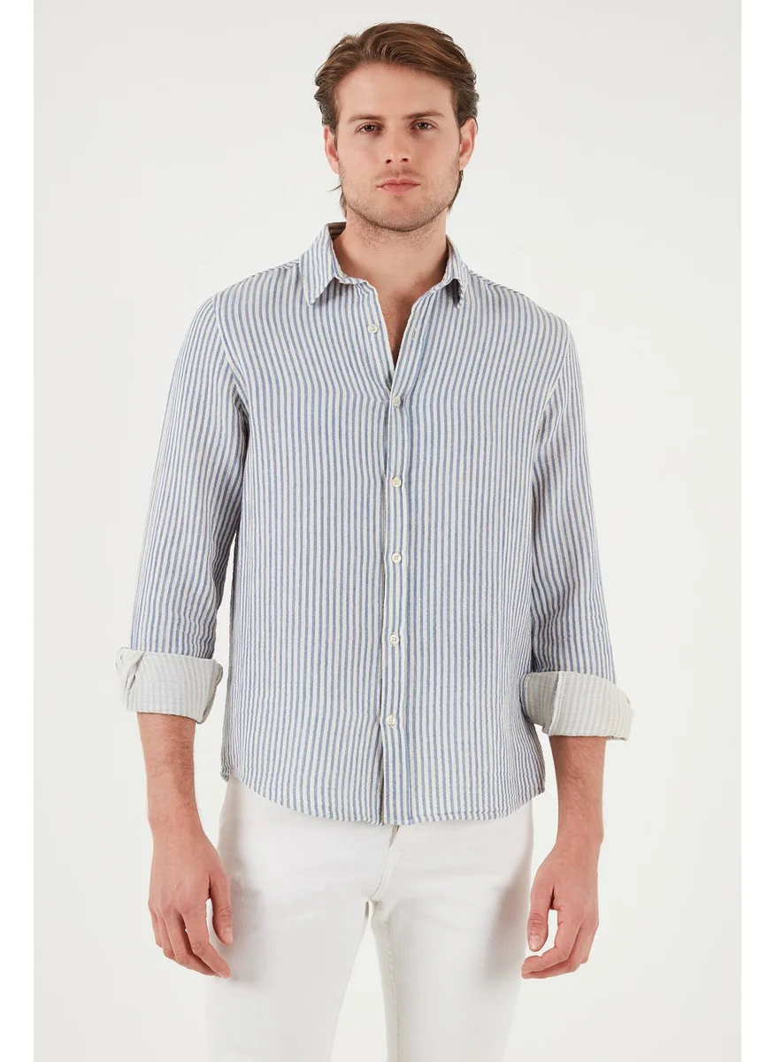 Buratti Striped Regular Fit Cotton Long Sleeve Shirt Men's Shirt CF25S129721