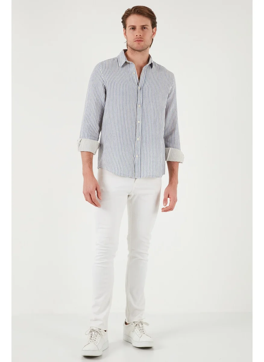 Buratti Striped Regular Fit Cotton Long Sleeve Shirt Men's Shirt CF25S129721