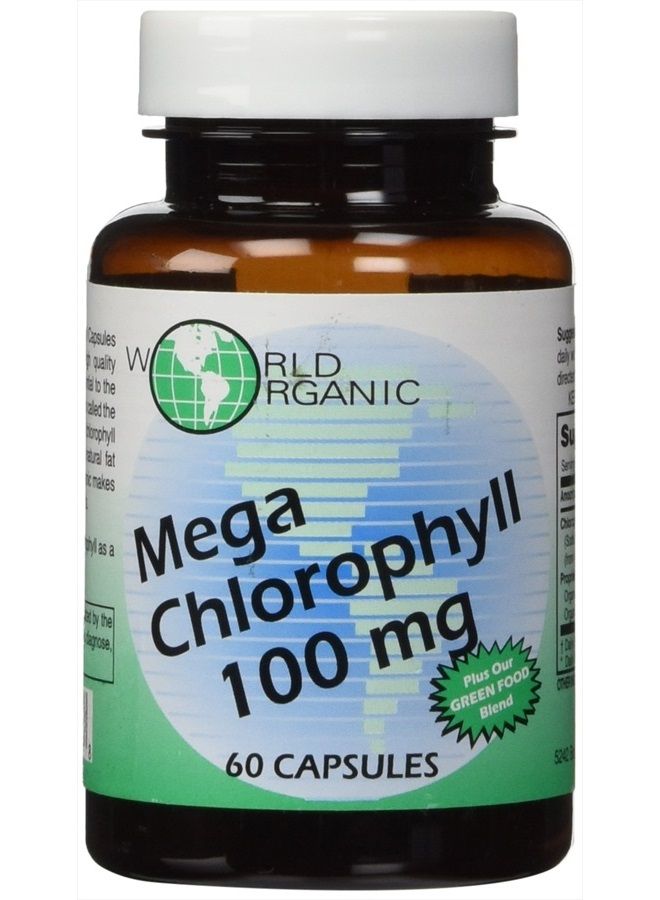 WORLD ORGANIC Chlorophyll 100 mg 60 Capsules, 0.02 Pound - Image 1