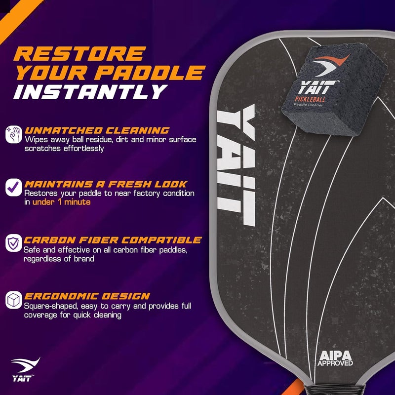 YAIT Sports Pickleball Paddle Rubber Eraser | Cleans and removes Dirt & Residue from Carbon Fiber Paddles | Restores Grit & Spin in 1 Minute | Compact & Portable Rubber Cleaner - Image 4