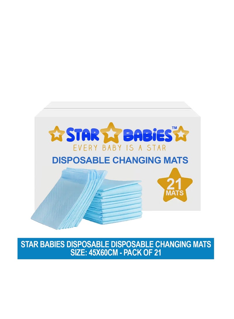 Star Babies Disposable Changing mat Large (45 x 60cm) Pack of 21 - Blue - Image 2