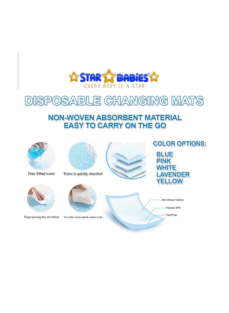 Star Babies Disposable Changing mat Large (45 x 60cm) Pack of 21 - Blue - Image 3