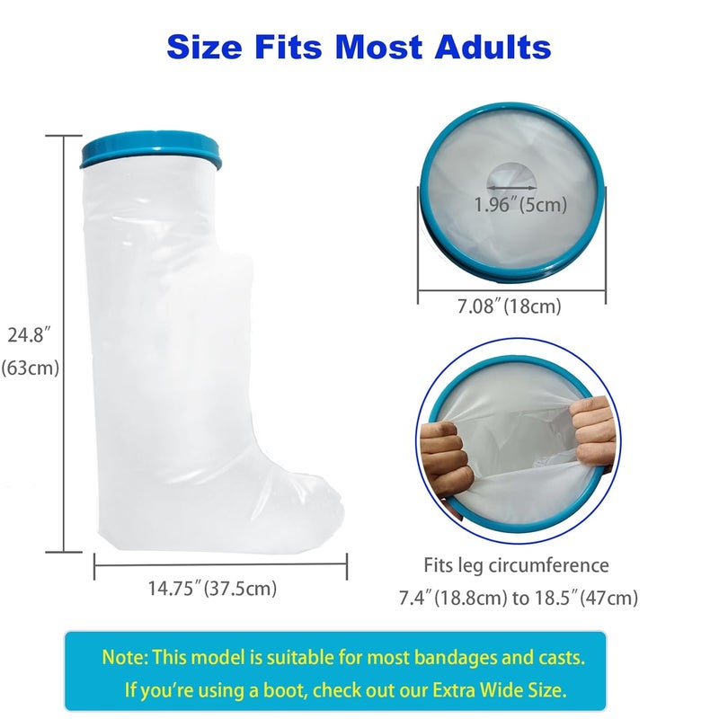Tideshake - 100% Waterproof Leg Cast Cover for Showering, Reusable Adult Short Leg Cast Protector, Cast Covers for Shower Leg, Cast Bag for Shower, Cast Cover for Showering Foot - Image 4