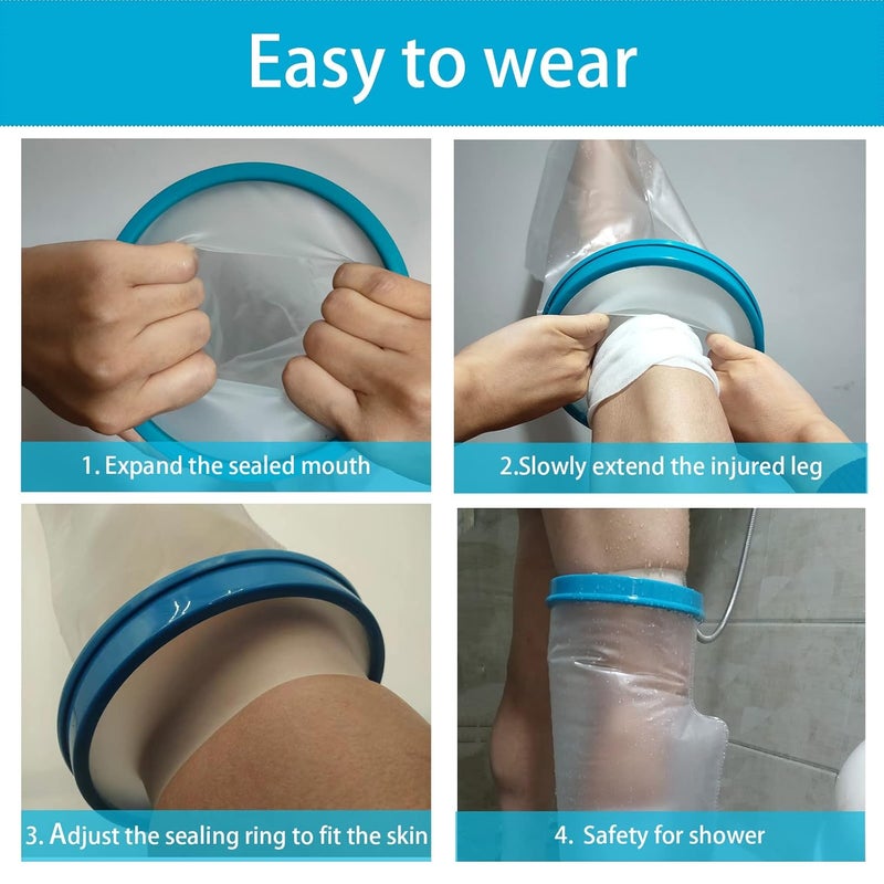 Tideshake - 100% Waterproof Leg Cast Cover for Showering, Reusable Adult Short Leg Cast Protector, Cast Covers for Shower Leg, Cast Bag for Shower, Cast Cover for Showering Foot - Image 5