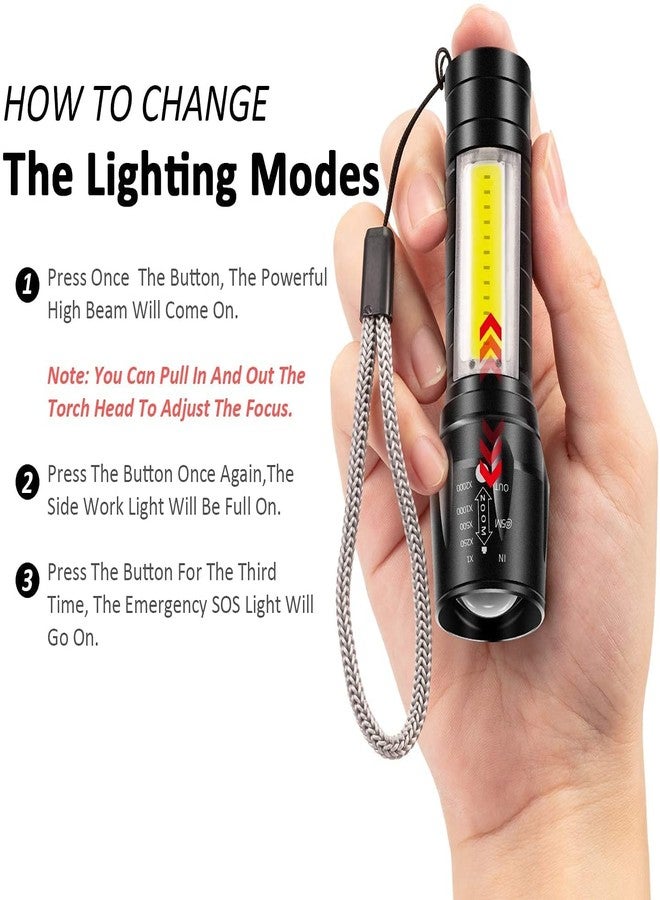 بيورابيل مصباح يدوي صغير الحجم قابل لإعادة الشحن من Purabelle، مزود بمصباح LED، ومصباح جيب صغير الحجم فائق السطوع، مع كشاف جانبي COB، إضاءة عالية، قابل للتكبير، مناسب لحالات الطوارئ والتخييم، عبوة من قطعتين - Image 5