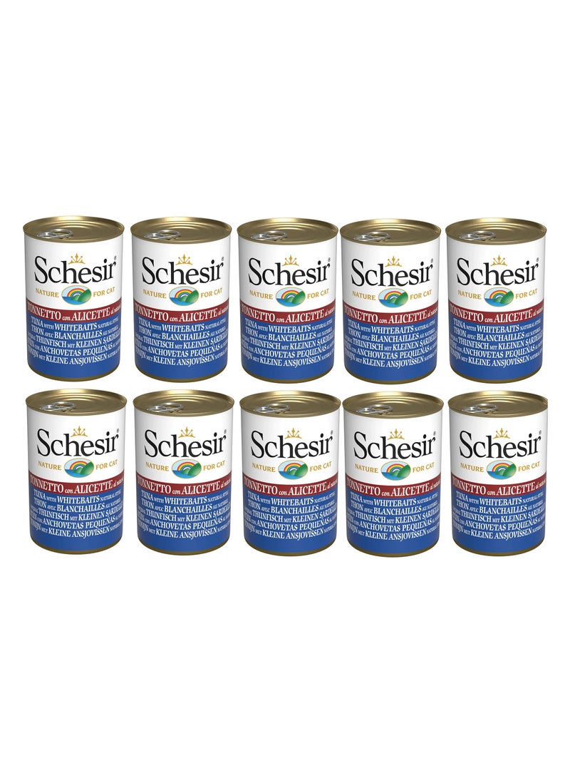 Schesir 10PC Tuna With Whitebait Adult Cat Wet Food 140g  - Image 1