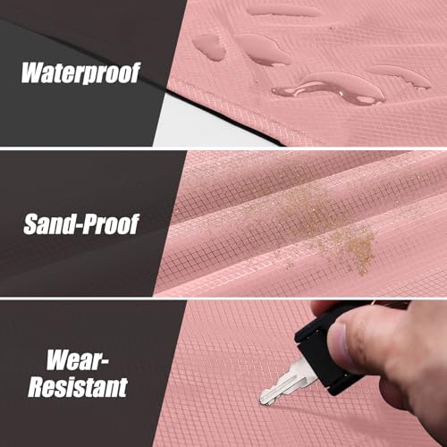Odoland Beach Blanket Picnic Blanket, 43.3" x 27.5" SandProof Waterproof Outdoor Pocket Blanket with Portable Bag, Foldable Lightweight Sand Free Beach Mat for 1 People Hiking, Camping, Travel, Pink - Image 3
