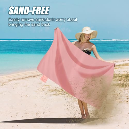 Odoland Beach Blanket Picnic Blanket, 43.3" x 27.5" SandProof Waterproof Outdoor Pocket Blanket with Portable Bag, Foldable Lightweight Sand Free Beach Mat for 1 People Hiking, Camping, Travel, Pink - Image 4