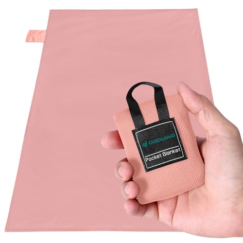Odoland Beach Blanket Picnic Blanket, 43.3" x 27.5" SandProof Waterproof Outdoor Pocket Blanket with Portable Bag, Foldable Lightweight Sand Free Beach Mat for 1 People Hiking, Camping, Travel, Pink - Image 1