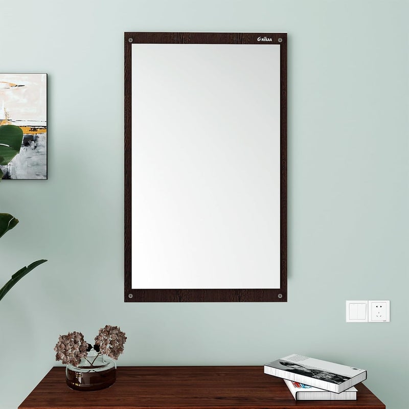 Anikaa Marcos Engineered Wood Dressing Wall MirrorDecorative Wall Plain MirrorDressing Table for Bedroom Wenge Rectangular Unframed 40L x 17W x 65H cm