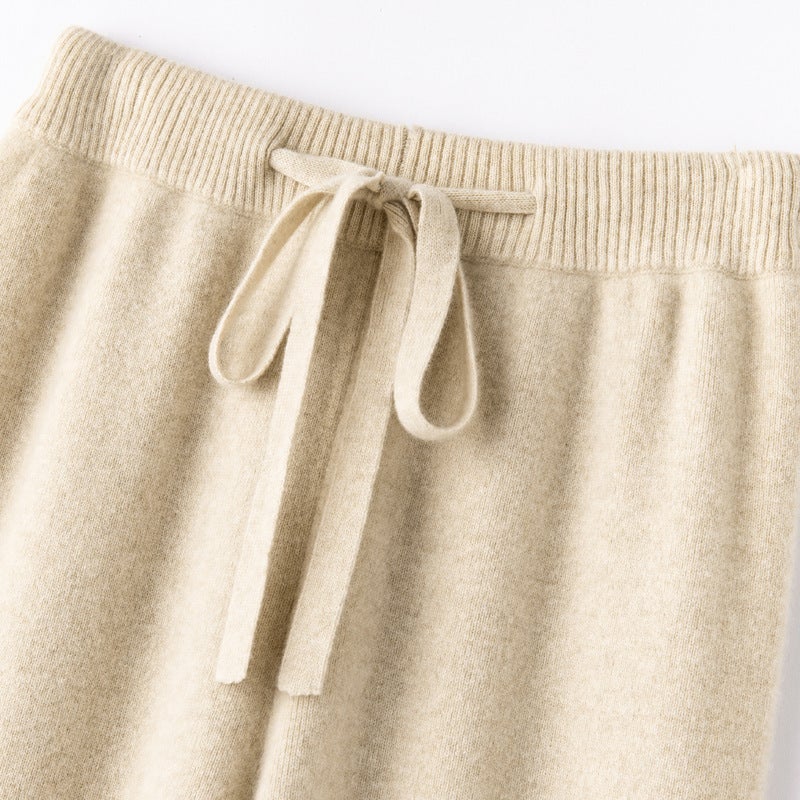 Thickened Wool Knit Wide-Leg Pants Womens 2024 High-Waist Casual Dark gray
