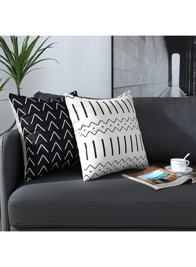 DUNISO Set of 4 Throw Pillow Covers 18x18 Inch, Pillow Covers,Squar Pillow Covers， Boho Modern Farmhouse Neutral Decorative Pillowcases Linen Cushion Case for Couch, Bed, Home Decor - Image 2