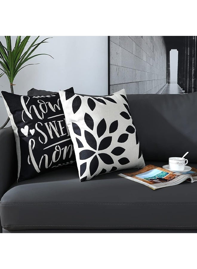 DUNISO Set of 4 Throw Pillow Covers 18x18 Inch, Pillow Covers,Squar Pillow Covers， Boho Modern Farmhouse Neutral Decorative Pillowcases Linen Cushion Case for Couch, Bed, Home Decor - Image 3