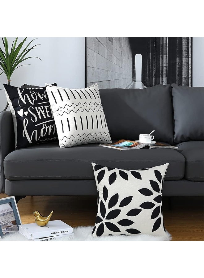 DUNISO Set of 4 Throw Pillow Covers 18x18 Inch, Pillow Covers,Squar Pillow Covers， Boho Modern Farmhouse Neutral Decorative Pillowcases Linen Cushion Case for Couch, Bed, Home Decor - Image 5