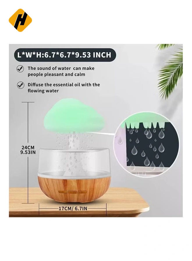HuHa Raining Cloud Night Light Aromatherapy Essential Oil Diffuser Micro Humidifier Desk Fountain Bedside Sleeping Relaxing Mood Water Drop Sound - Image 2
