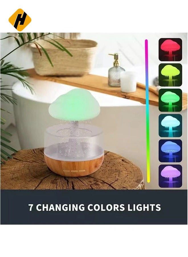 HuHa Raining Cloud Night Light Aromatherapy Essential Oil Diffuser Micro Humidifier Desk Fountain Bedside Sleeping Relaxing Mood Water Drop Sound - Image 4
