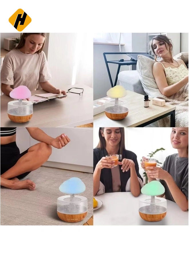 HuHa Raining Cloud Night Light Aromatherapy Essential Oil Diffuser Micro Humidifier Desk Fountain Bedside Sleeping Relaxing Mood Water Drop Sound - Image 5