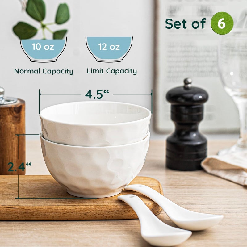 HOMBENE DINNERWARE NOT ONLY FOR DINNER HOMBENE Porcelain Soup Bowls, 4.5 Inch Ice Cream Bowl, Kitchen Bowl Set, Fruit Bowls, Microwave and Dishwasher Safe, Set of 6 - Image 3
