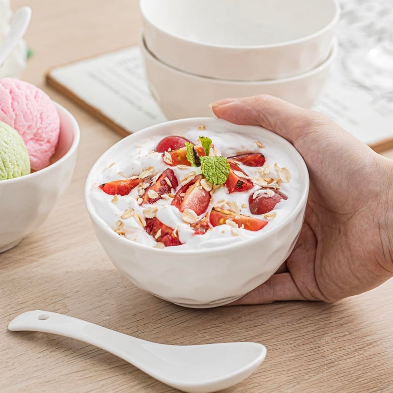 HOMBENE DINNERWARE NOT ONLY FOR DINNER HOMBENE Porcelain Soup Bowls, 4.5 Inch Ice Cream Bowl, Kitchen Bowl Set, Fruit Bowls, Microwave and Dishwasher Safe, Set of 6 - Image 4
