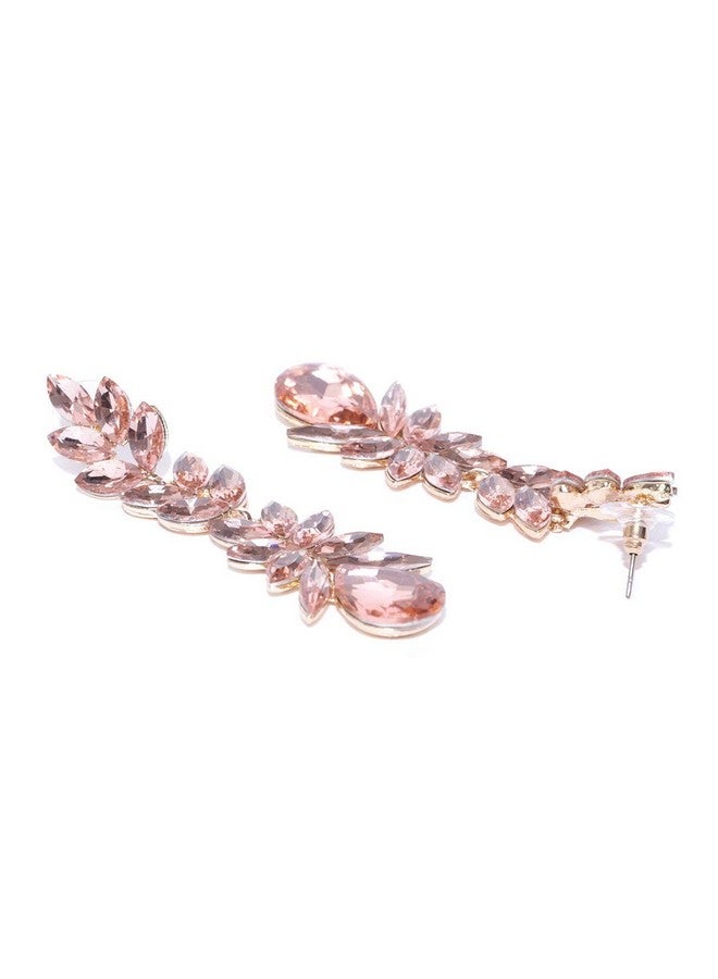 YouBella أقراط يوبلا للمجوهرات هدايا أنيقة أحدث أقراط غربية مطلية بالذهب مع كريستالات طويلة للفتيات والنساء (خوخي) - Image 4