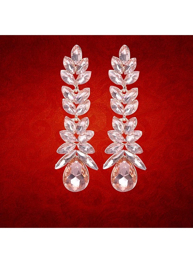 YouBella أقراط يوبلا للمجوهرات هدايا أنيقة أحدث أقراط غربية مطلية بالذهب مع كريستالات طويلة للفتيات والنساء (خوخي) - Image 5