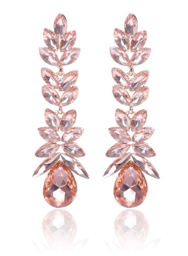 YouBella أقراط يوبلا للمجوهرات هدايا أنيقة أحدث أقراط غربية مطلية بالذهب مع كريستالات طويلة للفتيات والنساء (خوخي) - Image 1