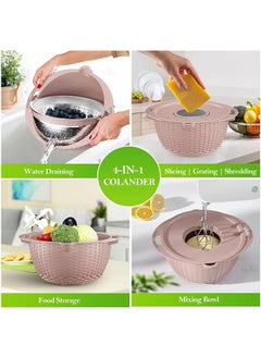 4 in 1 Mixing Bowl Set,360° Kitchen Strainer,Fruit/Vegetable Salad Mixer,Suitable for Home/Restaurant(Pink) - pzsku/Z5858A1EFCF57B7F59E4CZ/45/_/1721118237/261fb2e5-2546-4971-9184-57de14bdc509