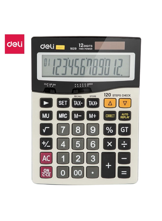 ديلي آلة حاسبة مكتبية 12 رقم مزدوجة الطاقة بوظيفة حساب الضرائب ألوان متعددة 3.8 × 13.7 × 19 سم 146370 - Image 1