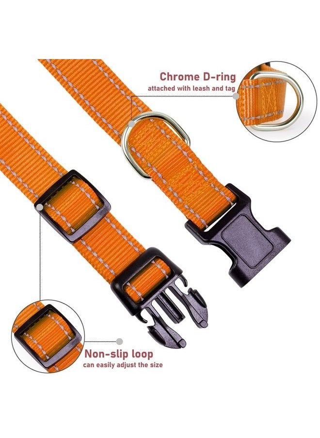 BOOMIBOO - Reflective Dog Collar with Buckle Adjustable Safety Nylon Collars for Small Medium Large Dogs, Orange XS - Image 1