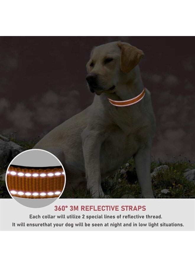 BOOMIBOO - Reflective Dog Collar with Buckle Adjustable Safety Nylon Collars for Small Medium Large Dogs, Orange XS - Image 1