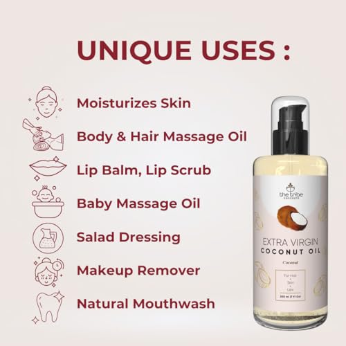 The Tribe Concepts Extra Virgin Coconut Oil, All Natural Moisturizer, Face Cream, Body & Hair Massage Oil, 100% Chemical Free & Natural - 200 ml - Image 3