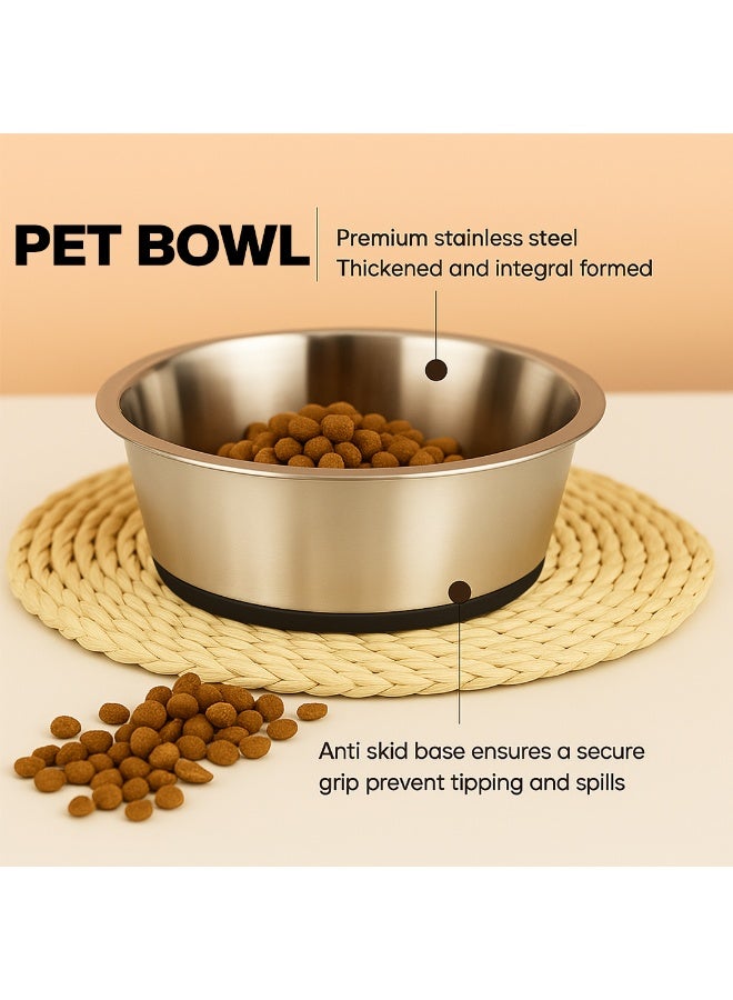 أن ان سي بيتس وعاء طعام للكلاب مع حلقة مطاطية مانعة للانزلاق وحواف مستديرة ناعمة، أوعية كلاب شديدة التحمل من الفولاذ المقاوم للصدأ للسلالات المتوسطة إلى الكبيرة، آمنة للغسل في غسالة الأطباق، 26 سم (أسود) - Image 4