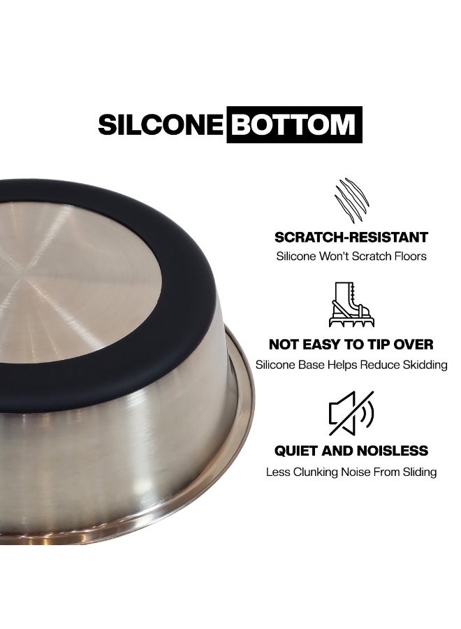 أن ان سي بيتس وعاء طعام للكلاب مع حلقة مطاطية مانعة للانزلاق وحواف مستديرة ناعمة، أوعية كلاب شديدة التحمل من الفولاذ المقاوم للصدأ للسلالات المتوسطة إلى الكبيرة، آمنة للغسل في غسالة الأطباق، 26 سم (أسود) - Image 3