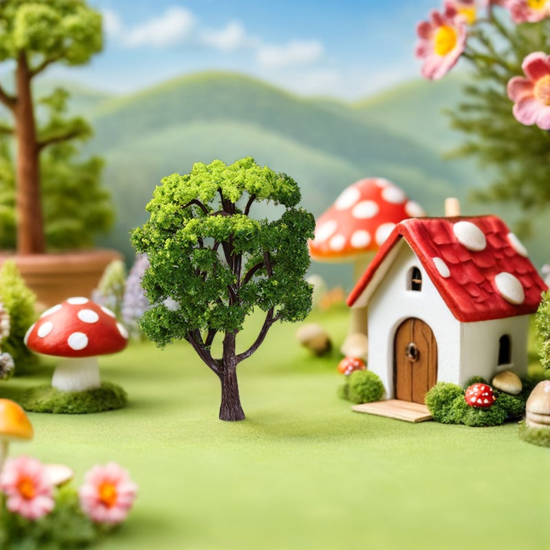 WINOMO 12pcs 1:50 Train Scenery Landscape Model Trees (Green) - Image 3