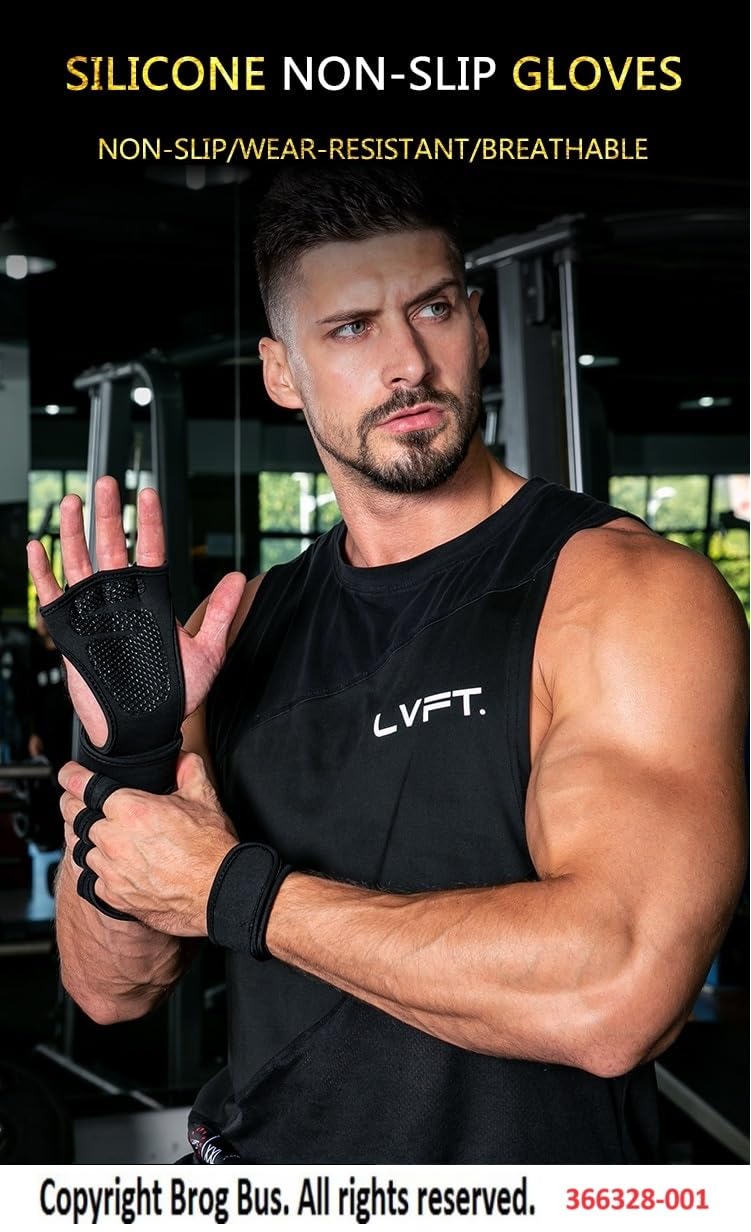 BROGBUS Neoprene Weight Lifting Workout Gym Gloves With Wrist Support For Men And Women (Large, Black) - Image 4
